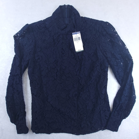 Ralph Lauren Womens Shirt Size 2 Navy Long Sleeve Top Soft Comfort Blouse Nwt - Picture 1 of 6